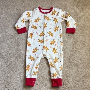 Zanie Kids Cream & Red Cotton Gingerbread Snap Front Sleeper.   Size 18-24 Month